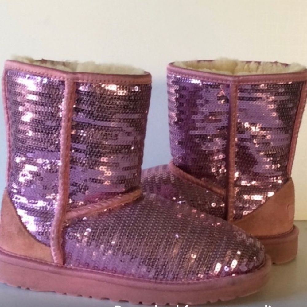 Little girls pink sequined Uggs